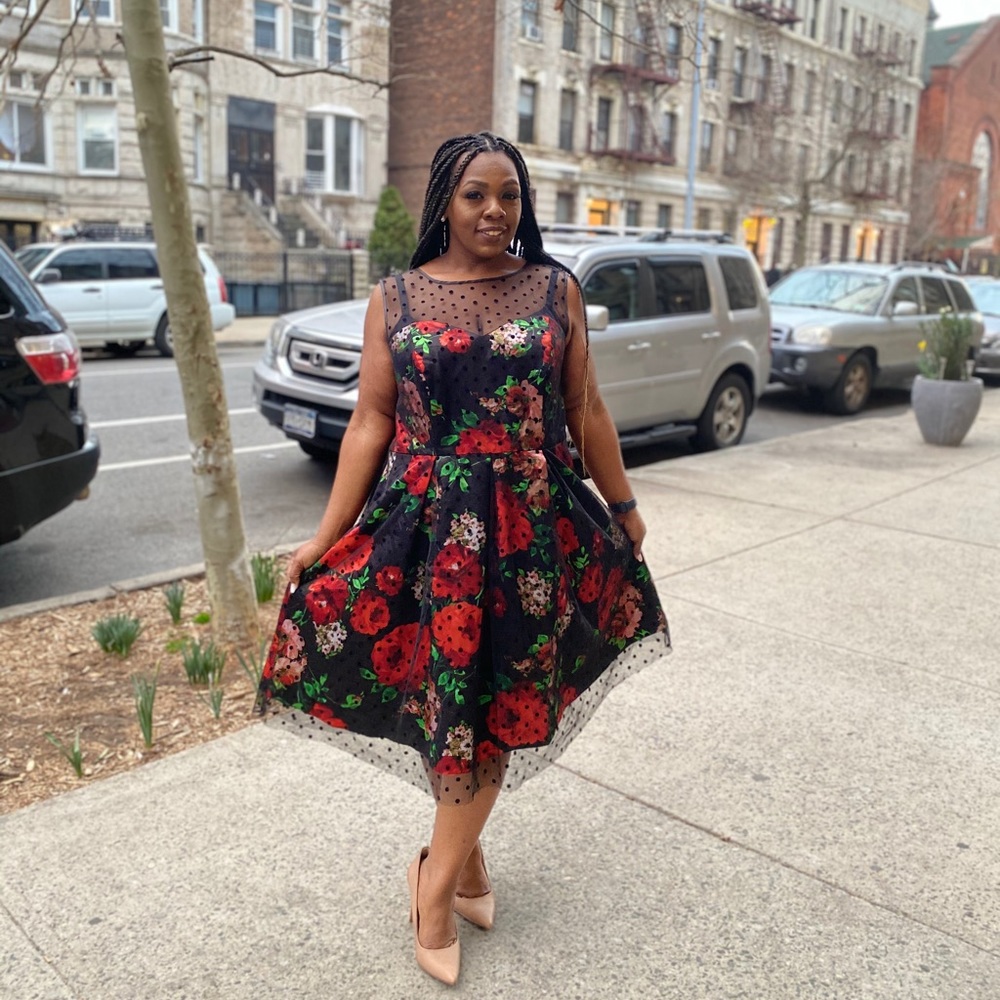 Black Floral Print Dress